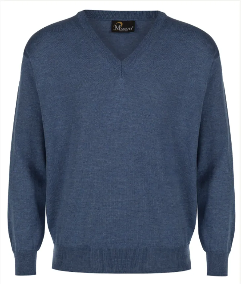 Massoti Merino V Neck Jumper Denim W01  
